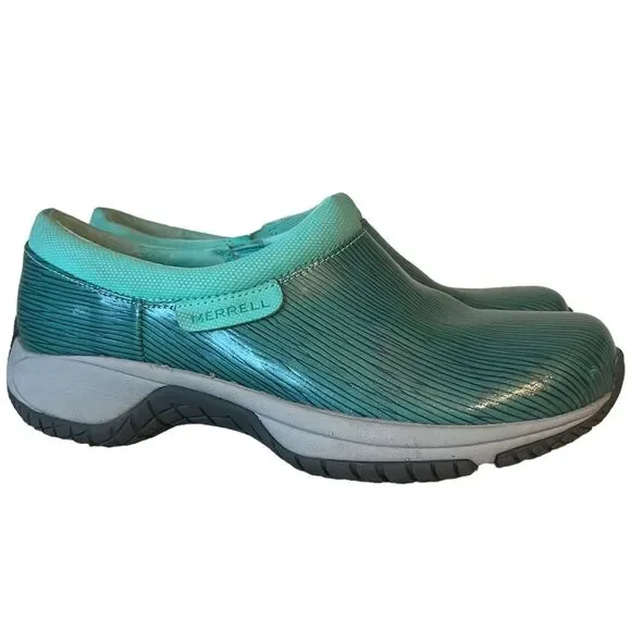 MERRELL Women's Encore Moc Pro
Shine Clog Shoes, Aqua/Navy/Grey Sz 7 - Picture 2 of 12